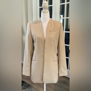 Calvin Klein Open-Front Collarless Blazer - Tan/Beige - Size 6